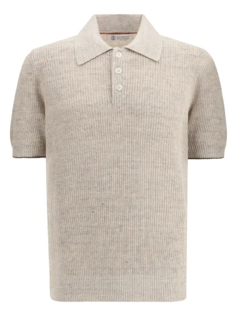 Brunello Cucinelli short-sleeve knitted polo shirt Neutrals M2L707715CSN89