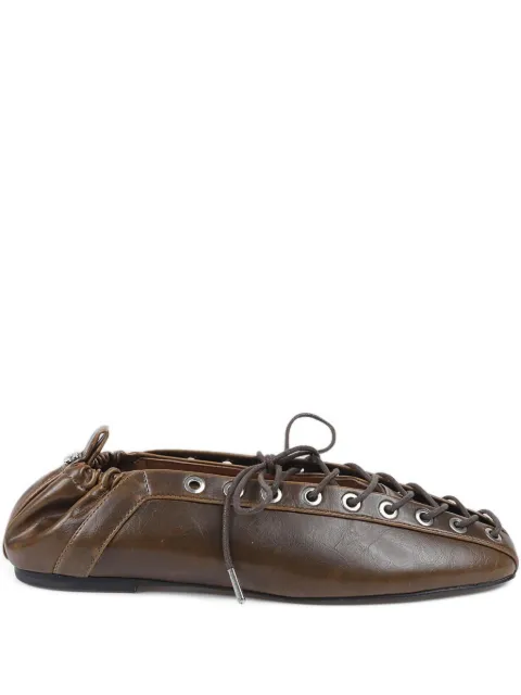 GANNI eyelets lace-up ballet flats Green S3093