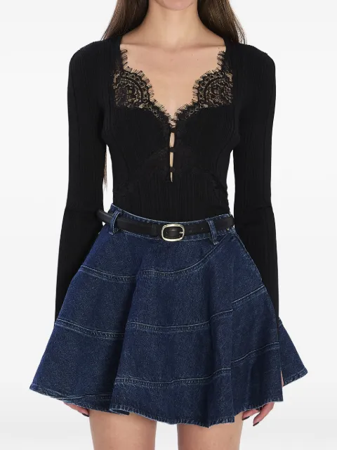 Self-Portrait lace button top Black RS26176TB