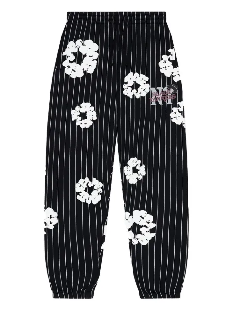 Denim Tears flower-embellishment striped-pattern track pants Black DT240