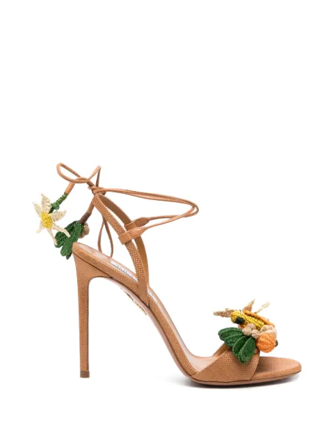 Aquazzura Birdsong floral-embellished sandals Neutrals BSGHIGS0WRN