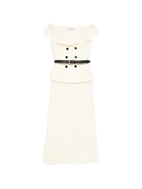 Self-Portrait lace chiffon midi dress Neutrals SS26093MAY