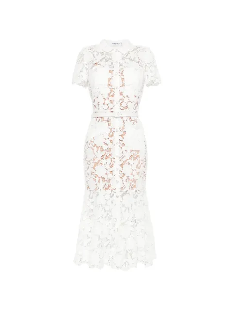 Self-Portrait lace collared midi dress White SS26096MW