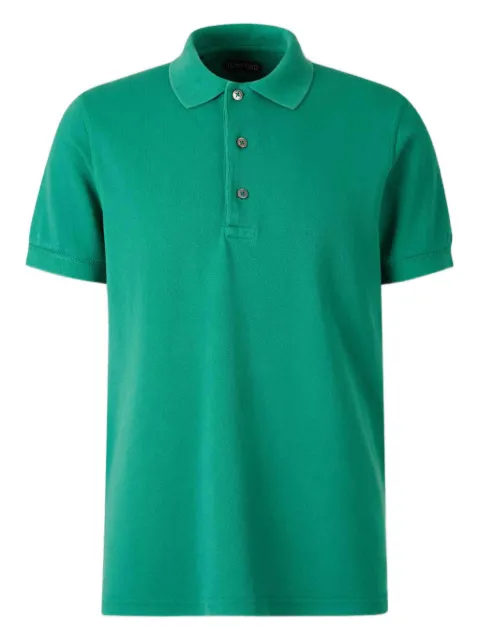 TOM FORD ribbed short-sleeve polo shirt Green JPS011JMT013
