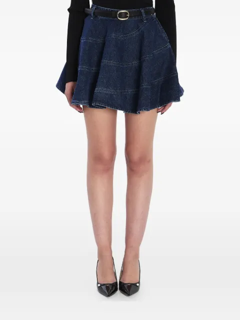 Self-Portrait flared denim mini skirt Blue RS26554SKBL