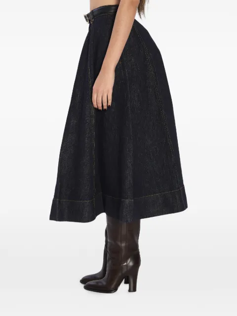 Self-Portrait flared belt midi skirt Blue RS26828MSK