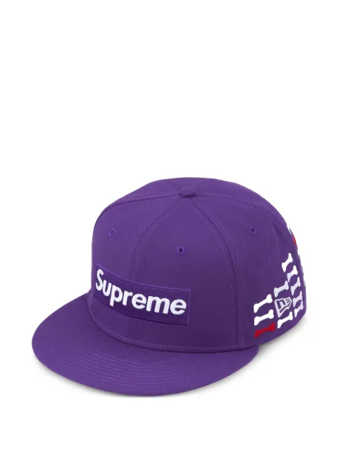 Supreme x New Era bones-motif logo-embroidery baseball cap Purple SU26349