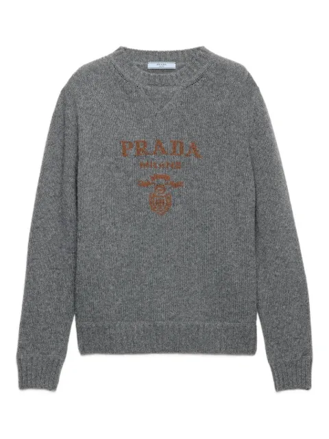 Prada intarsia-logo crew-neck sweater Grey P24G1VS2321YMW