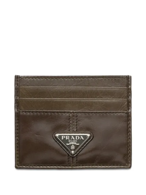 Prada triangle-logo leather card holder Green 2MC0252CX7