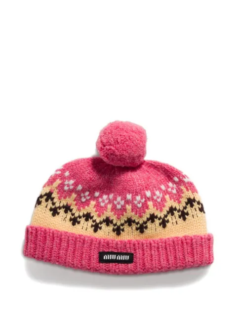 Miu Miu wool beanie hat Pink 5HC48918SI