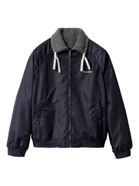Miu Miu technical gazar and fleece bomber jacket Blue ML1390SOOO18SW