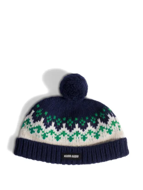 Miu Miu wool beanie hat Blue 5HC48918SI
