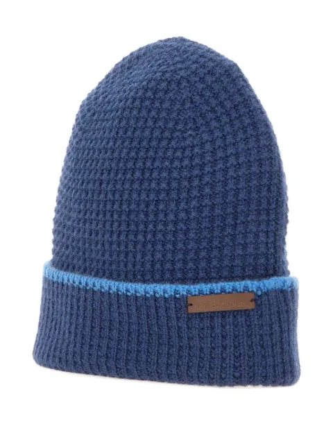 Kiton logo-tag beanie hat Blue UCPL003K0214H02002