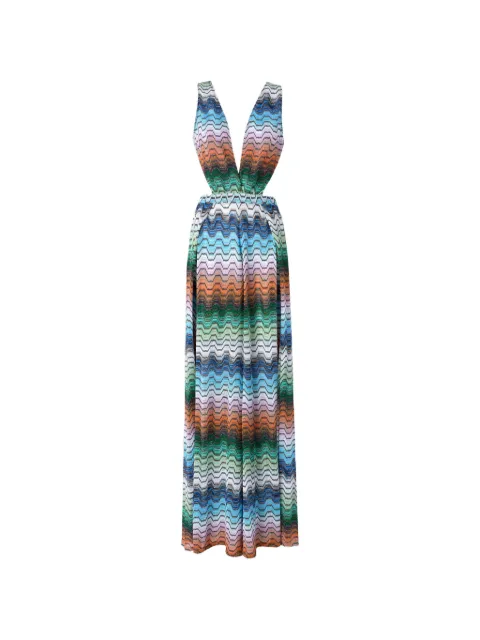 Missoni long jumpsuit with greek motif Blue MC25SG04BR015D