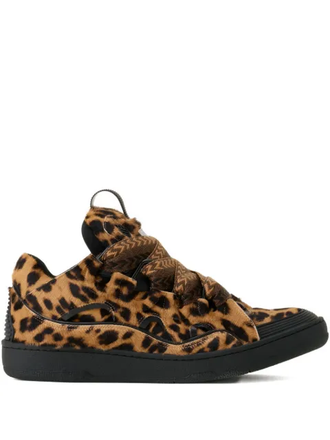 Lanvin zigzag-tie leopard sneakers Brown FUSKDK12POLEP26