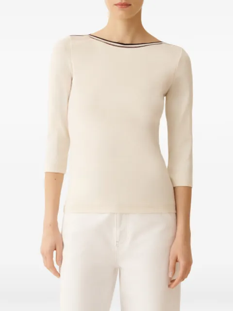 Fabiana Filippi boat-neck striped-detail top Neutrals JED276F563M2030000