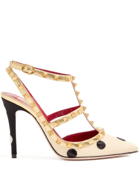Valentino Garavani Rockstud pumps with plus de pois embroidery Neutrals WS0393WAR