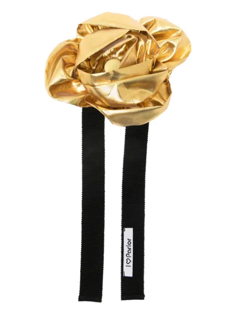Parlor rose-detail ribbon choker Gold 2025A2