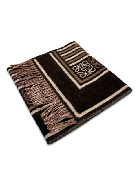LOEWE fringed logo scarf Brown FSA4SS1W10