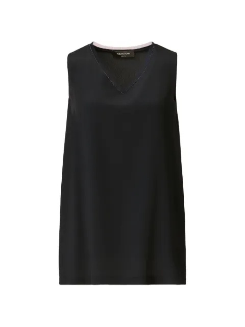 Fabiana Filippi contrast-trim V-neck top Black TPD266F295L7750000