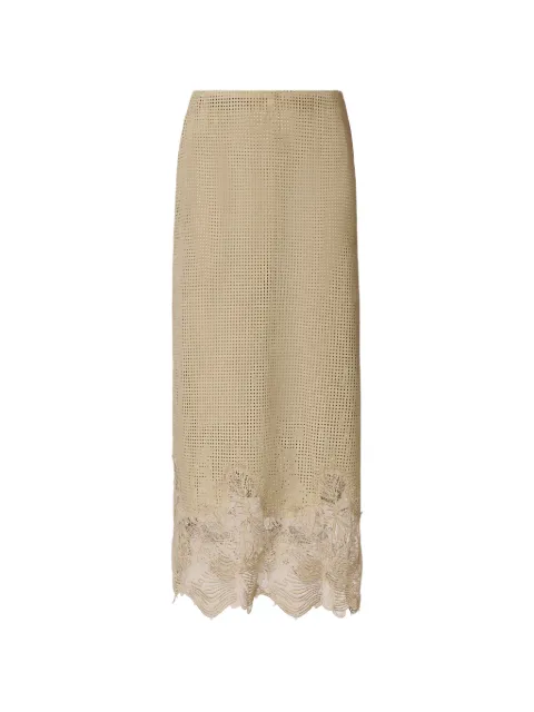 Fabiana Filippi lace-detail perforated midi skirt Neutrals PLD276F719M1140000