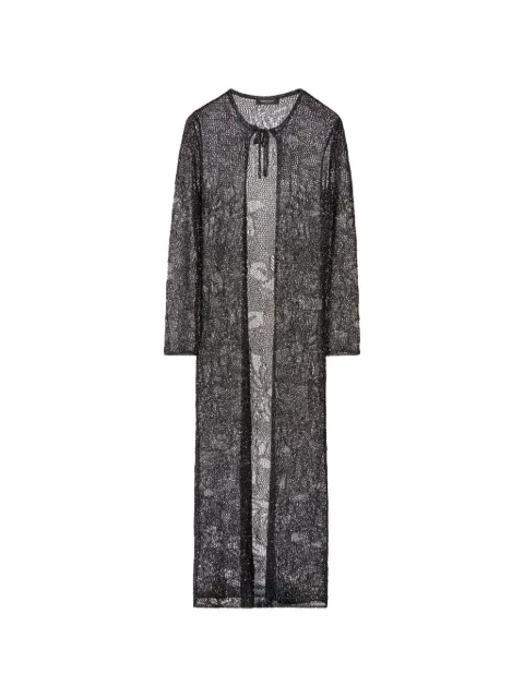 Fabiana Filippi open-knit tie-fastening long cardigan Black MAD276F507D8640000