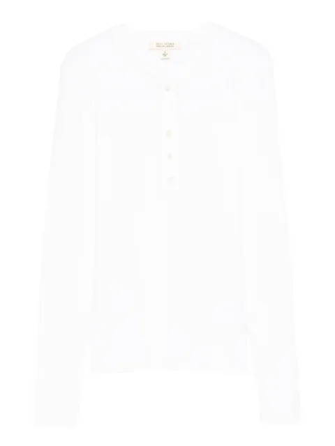 Nili Lotan Jordan Henley long-sleeve buttoned polo top White 11304K156