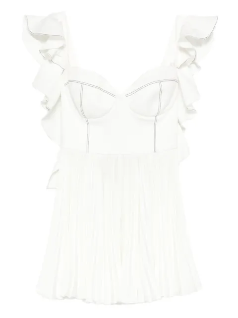 Parlor ruffled pleated mini dress White 202516