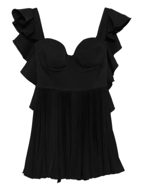 Parlor ruffled pleated mini dress Black 202518