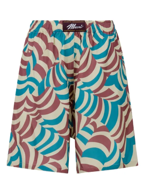 Marni twill Bermuda shorts with Yoyo print Neutrals BXZC0014X0UTVA61