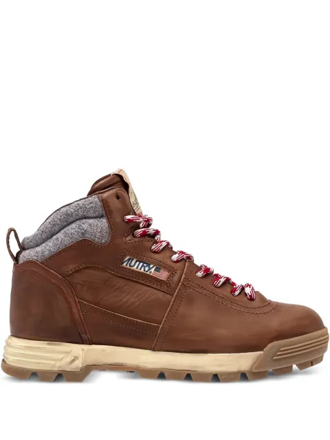 Autry Malga logo-patch panelled ankle boots Brown HBMWHF01