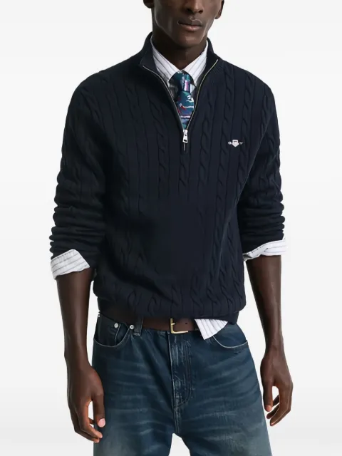Gant cable-knit half-zip sweater Blue 8050603433