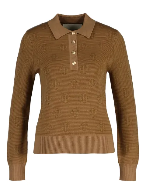 Gant monogram-pattern knitted polo shirt Brown 4805400230