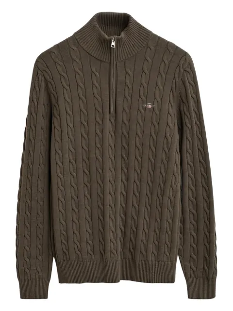 Gant cable-knit half-zip sweater Brown 8050603290