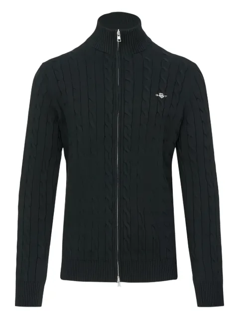 Gant cable zipped cotton cardigan Black 8050604