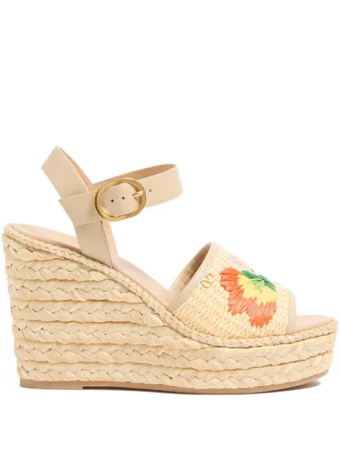 Valentino Garavani Bribri floral-embroidered wedge-heel espadrilles Neutrals WS0MS4FYR