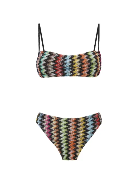 Missoni bikini in lamé viscose with micro zigzag pattern and high-waisted bottoms Black MS26SP0GBR014J