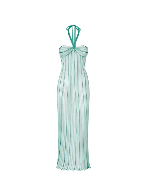 Missoni long cover-up dress in ribbed viscose Blue MS26SQ0IBK01G4