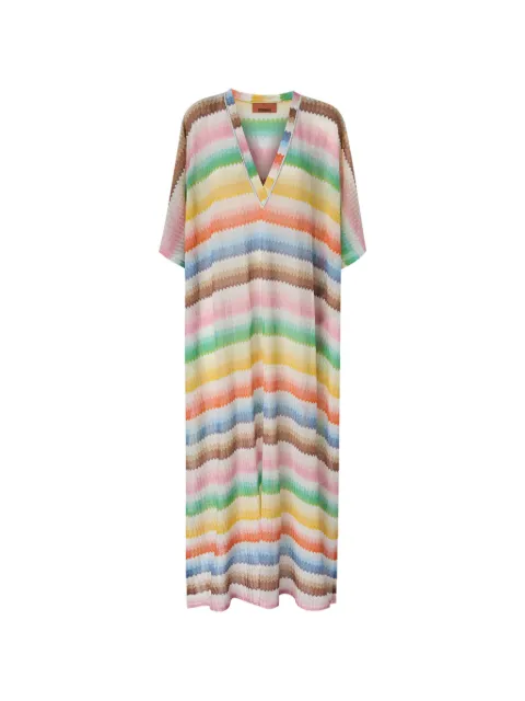 Missoni long caftan cover-up with dégradé zigzag motif Neutrals MS26SQ1TBR014G