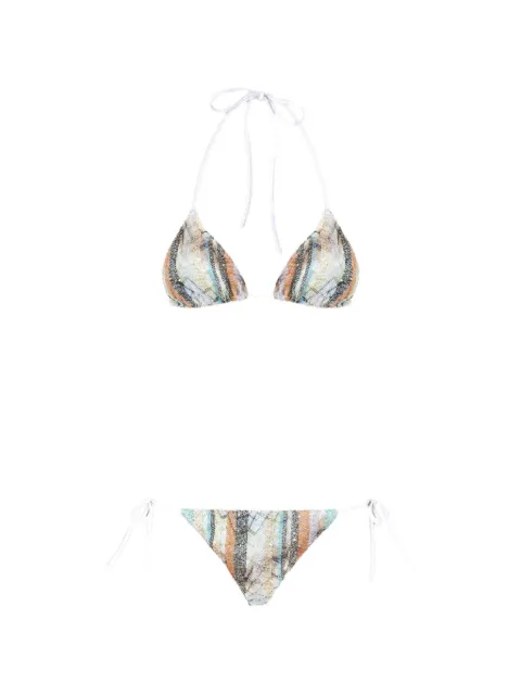 Missoni zigzag pattern sequins-detail bikini set White MC22SP00BC005Z