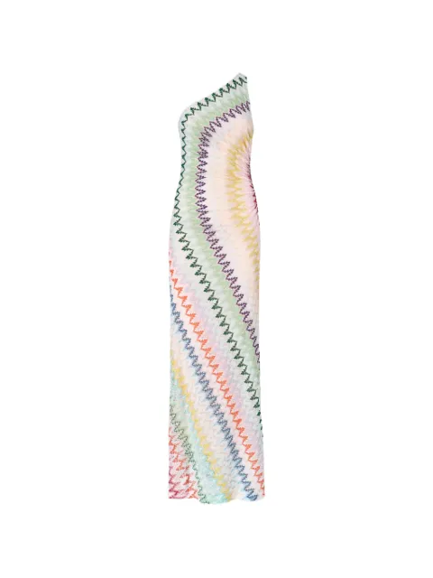 Missoni one-shoulder zig-zag maxi dress Neutrals DS26SG3JBR015I