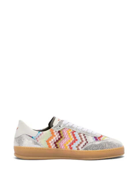 Missoni zigzag-knit metallic-effect sneakers Silver MWL028