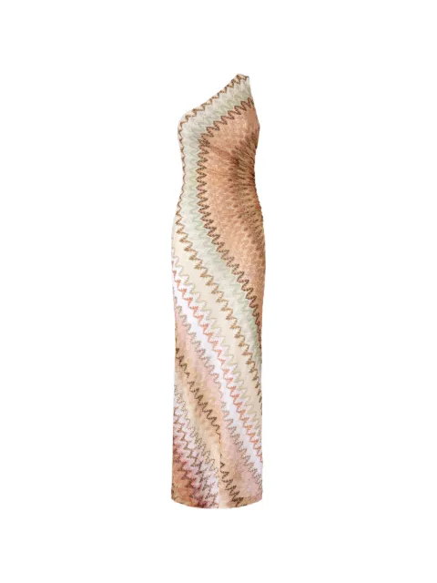 Missoni one-shoulder zigzag-knit maxi dress Neutrals DS26SG3JBR015I