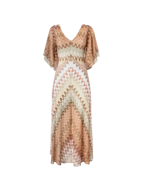 Missoni Zigzag butterfly-sleeve maxi dress Neutrals DS26SG3KBR015I