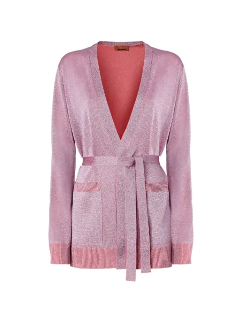 Missoni patch-pocket belted cardigan Pink DC26SM02BK01H3