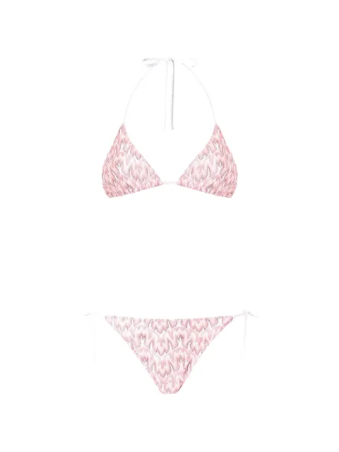 Missoni triangle bikini in viscose lamé with foliage motif Pink MC22SP00BR014X