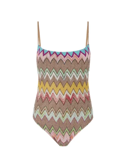 Missoni one-piece swimsuit in lamé viscose with macro zigzag pattern Neutrals MC25SP01BR014K