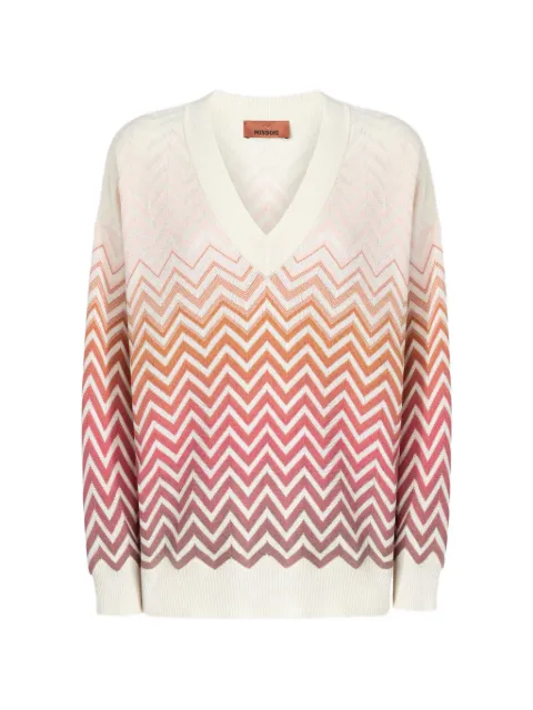 Missoni V-neck chevron knitwear Neutrals DS26SN0WBK01HE