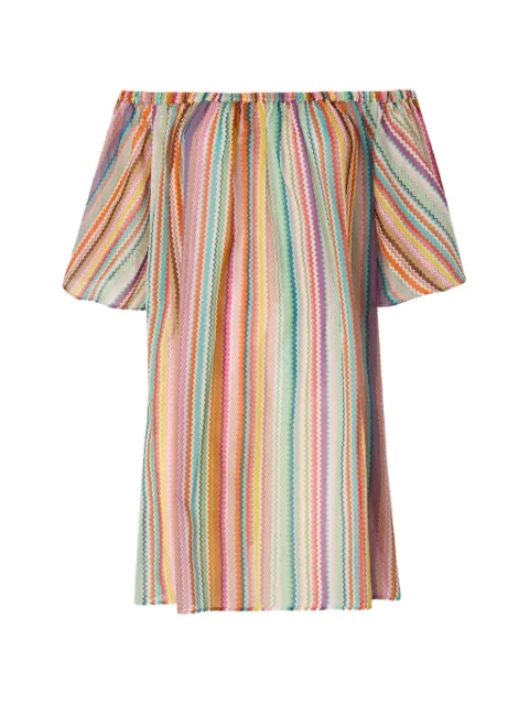 Missoni off-shoulder zigzag-pattern cover-up Neutrals MS26SQ12BW00ZP