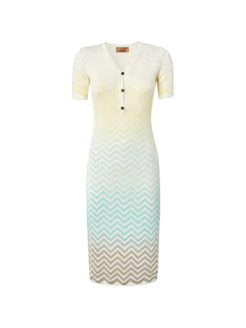 Missoni chevron-pattern buttoned midi dress White DS26SG26BK01HE